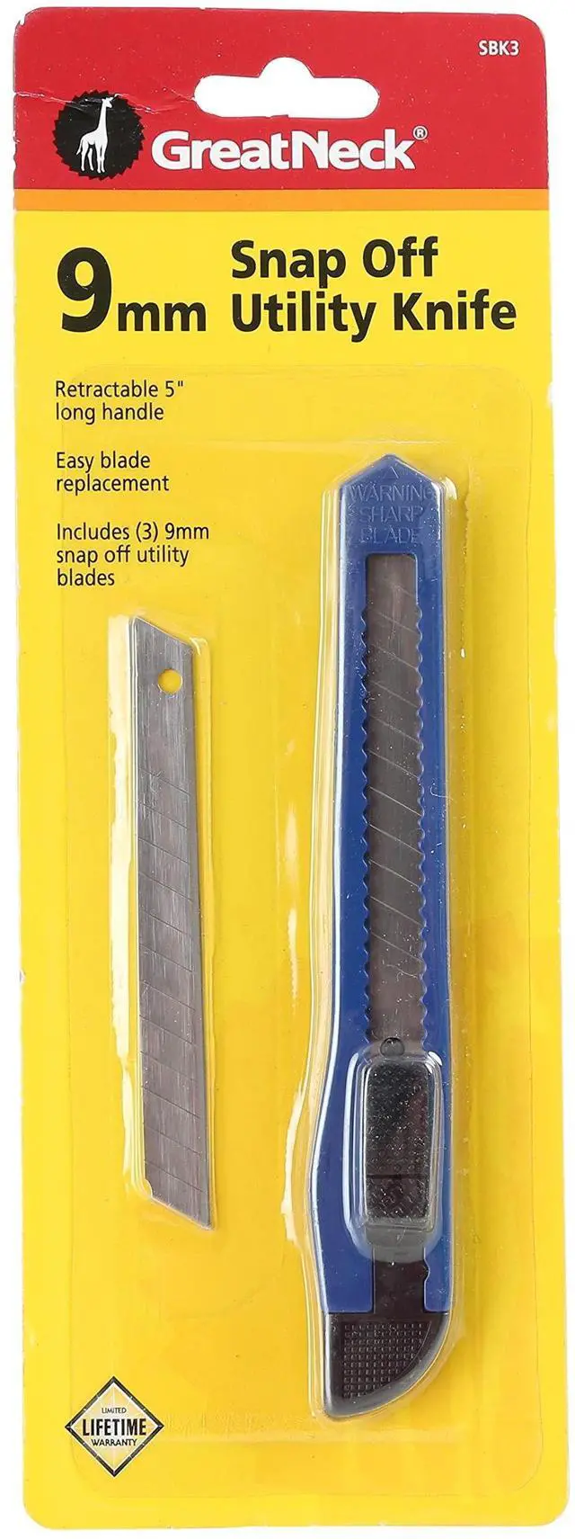 Alt view image 6 of 6 - Snap-Off Utility Knife 9 mm Blade 5" Plastic Handle Blue SBK3