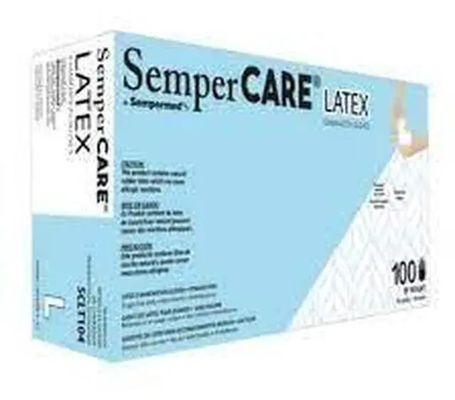 Alt view image 2 of 2 - SemperCare SCLT102 Latex Examination Gloves - Powder-Free - Small - 5 mil Thick - 9.45" Long - Cream - 100/Box - 10 Boxes/Carton