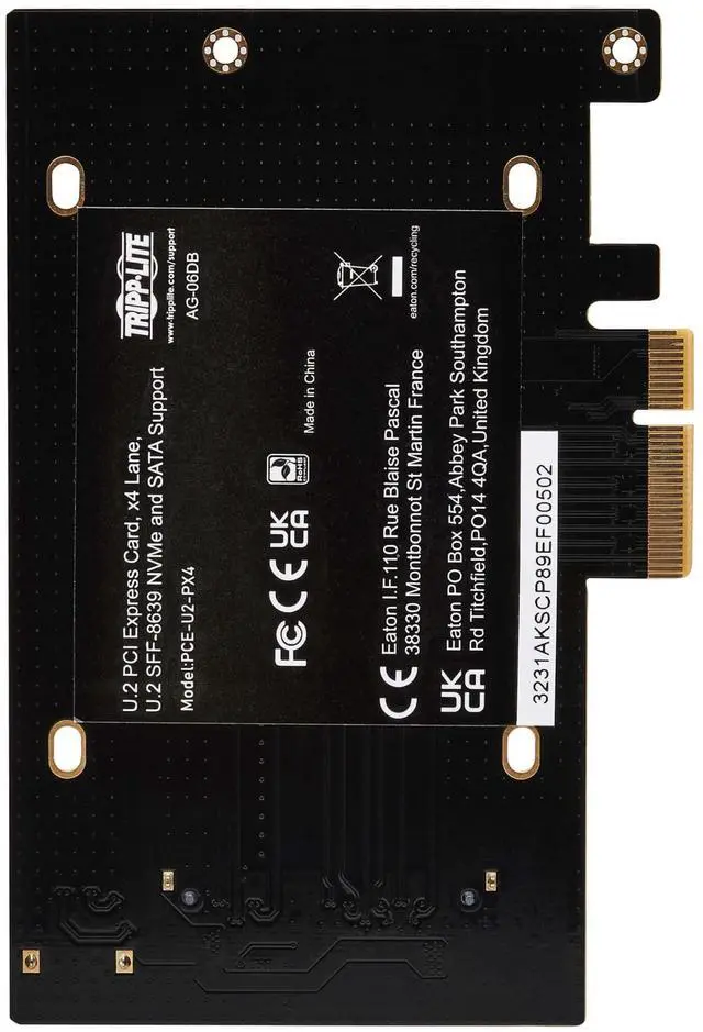 Alt view image 7 of 7 - Eaton Tripp Lite Series U.2 to PCIe Adapter for 2.5" NVMe U.2 SSD SFF-8639 PCI Express x4 Card