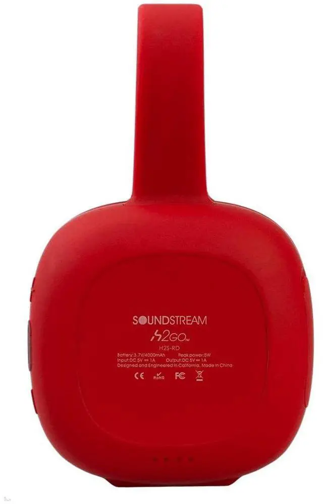 Alt view image 4 of 7 - Soundstream h2GO IPX7 Waterproof Portable Bluetooth Speaker - Red