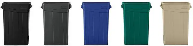 Alt view image 5 of 6 - 23 Gallon Resin Slim Recycling Trash Can Plastic Blue/White TCNH2030BLR