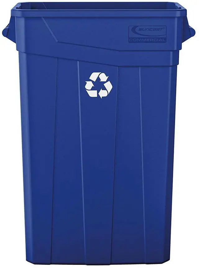 Alt view image 2 of 6 - 23 Gallon Resin Slim Recycling Trash Can Plastic Blue/White TCNH2030BLR