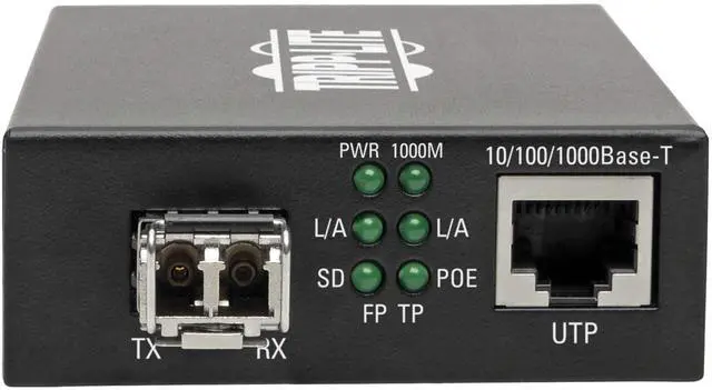 Alt view image 3 of 6 - Tripp Lite series Gigabit Multimode Fiber to Ethernet Media Converter -  PoE+ International Power Cables - 10/100/1000 LC - 850 nm - 550 m 1,804 ft.  N785-INT-PLCMM1