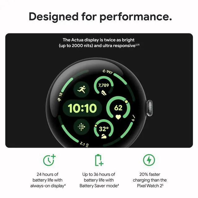 Alt view image 3 of 7 - Google Pixel Watch 3 45mm Smartwatch, Heart Rate Tracking, Porcelain Band