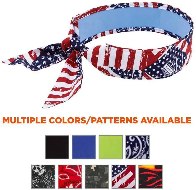 Alt view image 5 of 7 - Chill-Its 6700CT Cooling Bandana PVA Tie Headband One Size Fits Most Stars and Stripes 12561