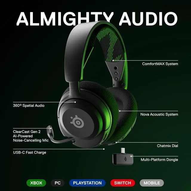 Alt view image 2 of 7 - SteelSeries Arctis Nova 4X Wireless Gaming Headset for Xbox, PC, Switch, Meta Quest 2, PlayStation