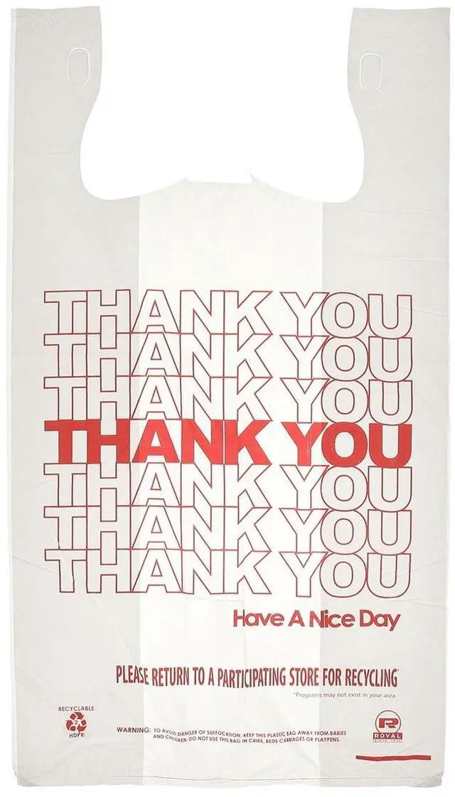 Alt view image 2 of 3 - Thank You Bags Thank You Have a Nice Day Labeling Cut-Out Handles 11.5" x 6.5" x 20" White/Red 775/Carton RPTYB6V