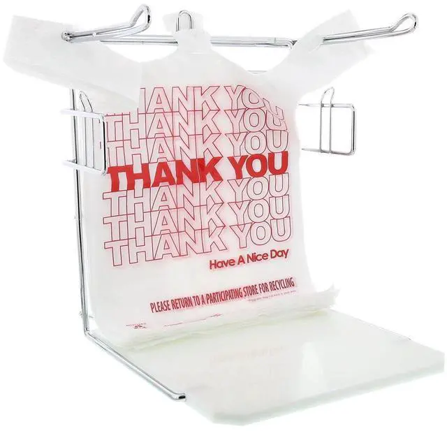 Alt view image 3 of 3 - Thank You Bags Thank You Have a Nice Day Labeling Cut-Out Handles 11.5" x 6.5" x 20" White/Red 775/Carton RPTYB6V