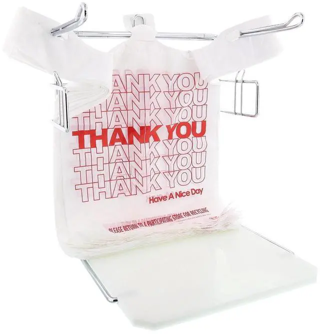 Alt view image 3 of 6 - Thank You Bags Thank You Have a Nice Day Labeling Cut-Out Handles 11.5" x 6.5" x 21" White/Red 1000/Carton RPTYB6