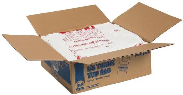 Alt view image 5 of 6 - Thank You Bags Thank You Have a Nice Day Labeling Cut-Out Handles 11.5" x 6.5" x 21" White/Red 1000/Carton RPTYB6