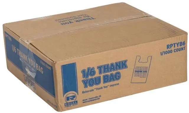 Alt view image 6 of 6 - Thank You Bags Thank You Have a Nice Day Labeling Cut-Out Handles 11.5" x 6.5" x 21" White/Red 1000/Carton RPTYB6