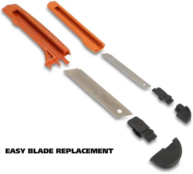 Alt view image 5 of 6 - Snap-Off Utility Knife Set 9 mm Knife 18 mm Knife Orange/Black 2SBK