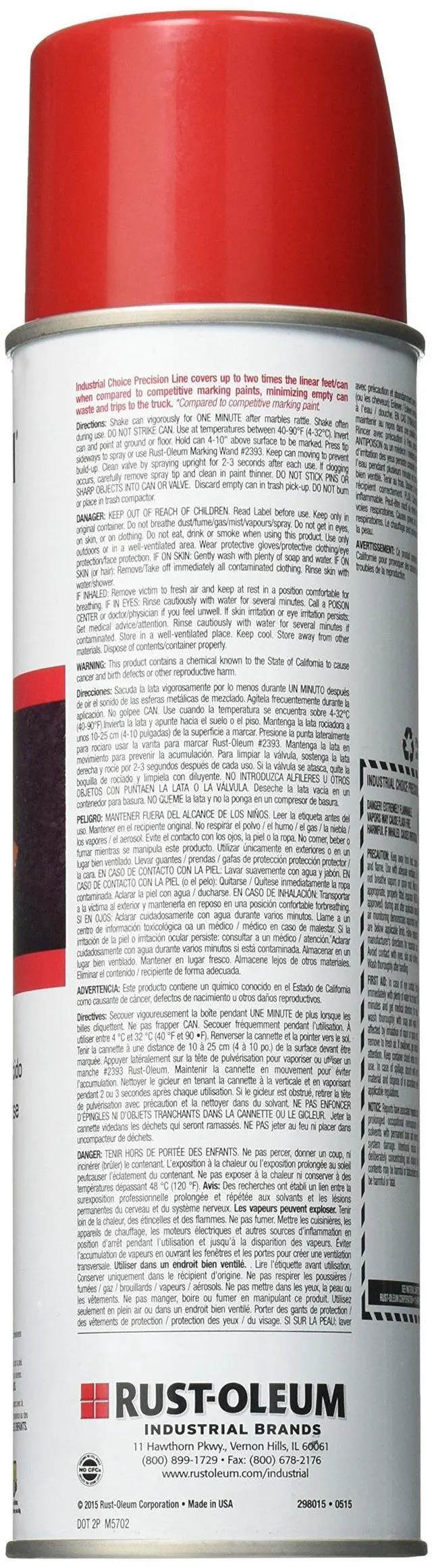 Alt view image 2 of 2 - Industrial Choice M1800 System Water-Based Precision Line Marking Paint Flat Safety Red 17 oz Aerosol Can 12/Carton 203038CT