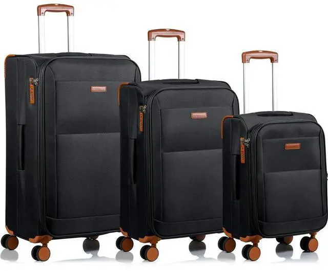 Alt view image 2 of 7 - CHAMPS Classic Collection 3-piece Softside Luggage set Black with Spinner Wheels