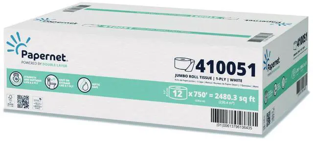 Main image of HyTech Seas Mini JRT, Septic Safe, 1-Ply, White, 3.3" x 750 ft, 6 Rolls/Carton