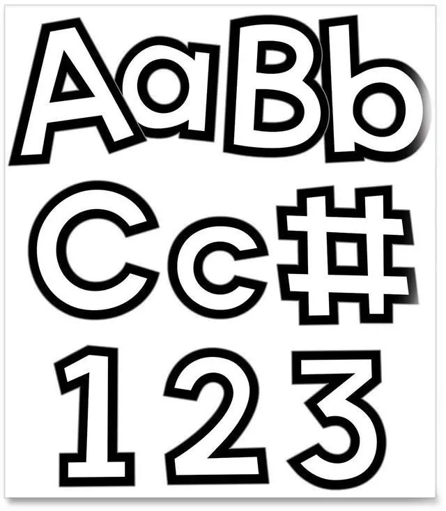 Main image of EZ Letter Combo Packs 4" Tall White Characters Black Background 219 Pieces 130100