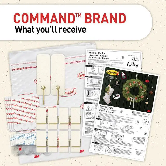 Alt view image 2 of 7 - 3M Command Mixed Hooks Pack, Vanilla Bean, 10/Pack VBMHP-10ESF