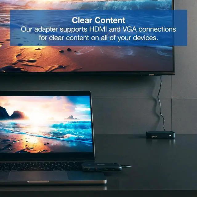 Alt view image 3 of 7 - Verbatim Share My Screen 1080p USB-C Wireless Display Adapter with USB Hub 32146