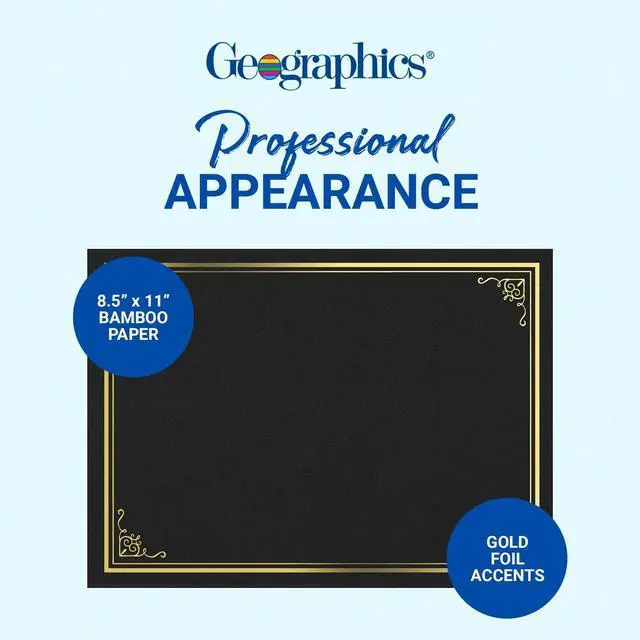 Alt view image 3 of 7 - Certificate/Document Cover 9.75" x 12.5" Black With Gold Foil 5/Pack 49029