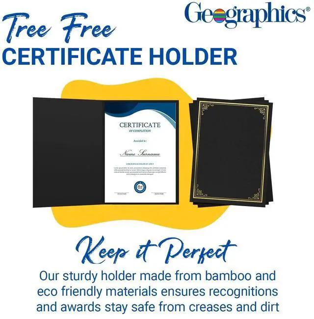 Alt view image 2 of 7 - Certificate/Document Cover 9.75" x 12.5" Black With Gold Foil 5/Pack 49029