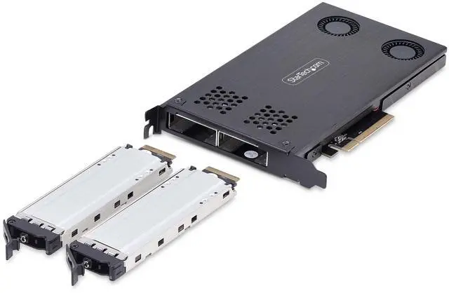 Alt view image 2 of 7 - StarTech Dual-Bay M.2 NVMe SSD to PCIe x8 Removable Mobile Rack 2M2-REMOVABLE-PCIE
