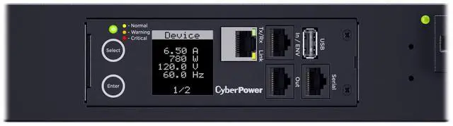 Alt view image 6 of 7 - CyberPower PDU41116 Single Phase 100 120 VAC 15A Switched PDU - 16 NEMA 5-15R - 12A