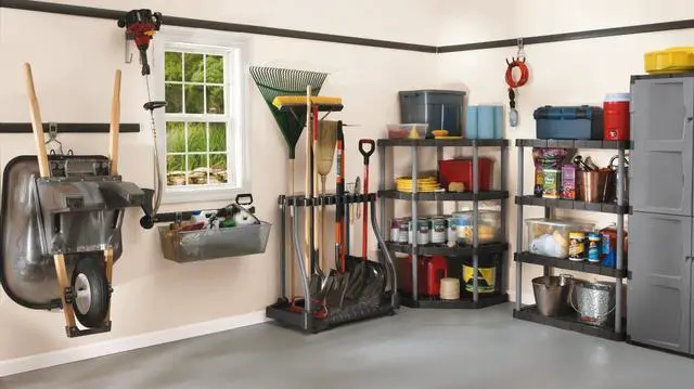 Alt view image 3 of 5 - FastTrack Garage Tool Tower Rack Plastic Holds Up to 40 Tools 38" x 20.5" x 34.4" Black 2140834