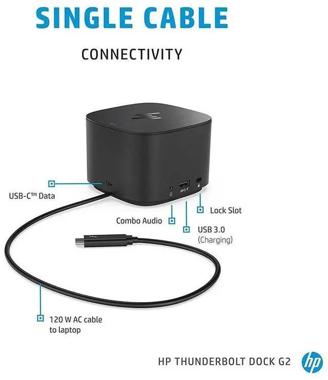 Alt view image 2 of 6 - Hp Thunderbolt Dock G2 with Combo Cable 3TR87AA