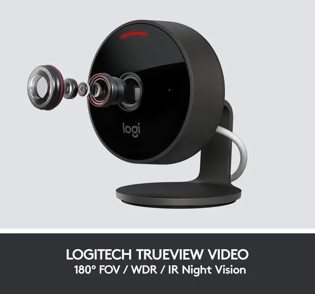 Alt view image 20 of 20 - Logitech 961-000489 Indoor HD Network Camera - Graphite - 15 ft Infrared Night Vision - Table Mount, Shelf Mount, Wall Mount, Ceiling Mount - Apple HomeKit Supported - IP64 - Water Proof