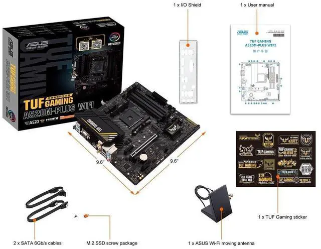 Alt view image 7 of 8 - Asus TUF Gaming A520M-Plus AM4 MicroATX DDR4 SATA3 M.2 PCIe M.2 SATA Motherboard