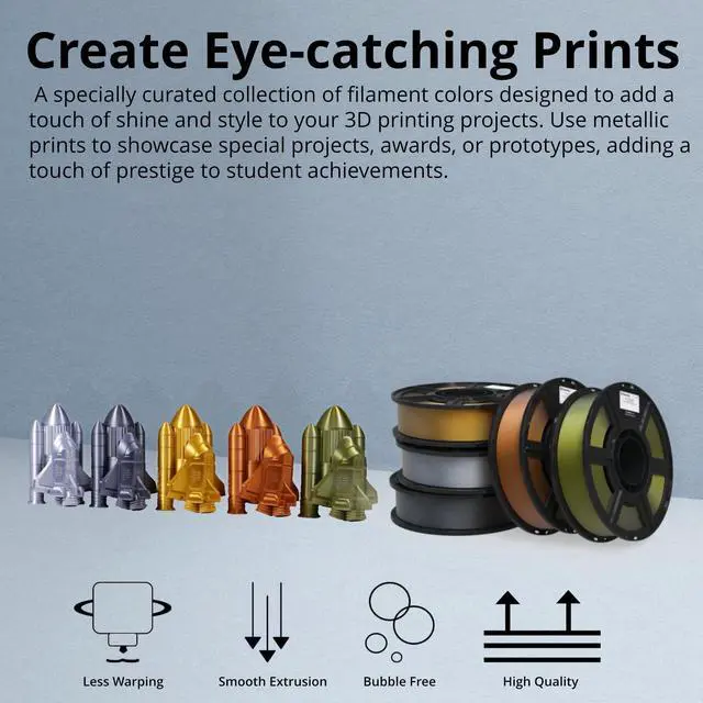 Alt view image 2 of 6 - MakerBot Sketch 5 PLA 1.75mm Metallic Filament for 3D Printing Projects (5-Pack)