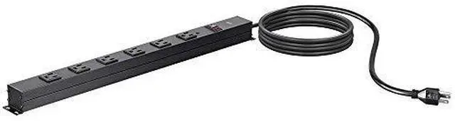 Alt view image 14 of 19 - Monoprice 6 Outlet Metal Surge Protector Power Strip - Black With 15 Feet Cord | 540 Joules