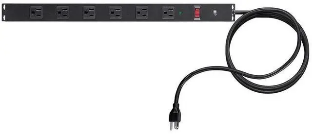 Alt view image 16 of 19 - Monoprice 6 Outlet Metal Surge Protector Power Strip - Black With 15 Feet Cord | 540 Joules