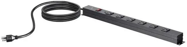 Alt view image 15 of 19 - Monoprice 6 Outlet Metal Surge Protector Power Strip - Black With 15 Feet Cord | 540 Joules