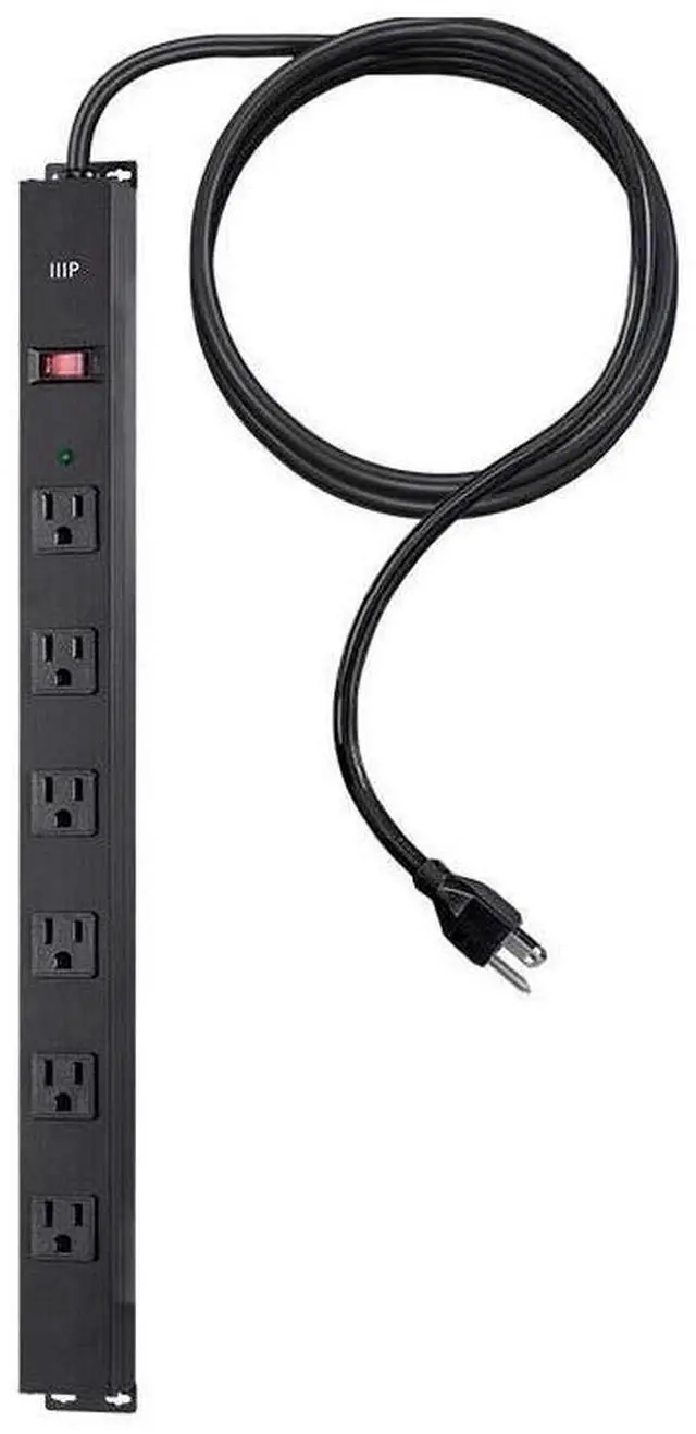 Alt view image 17 of 19 - Monoprice 6 Outlet Metal Surge Protector Power Strip - Black With 15 Feet Cord | 540 Joules