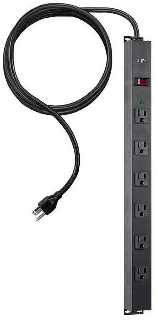 Alt view image 18 of 19 - Monoprice 6 Outlet Metal Surge Protector Power Strip - Black With 15 Feet Cord | 540 Joules