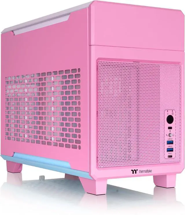 Alt view image 2 of 14 - Thermaltake TR100 SFF Chassis; mITX Support; 18.9 Liters; PCIe 4.0 Riser Cable Included; 360mm GPU Clearance; 280mm Radiator Support; Removable PCIe Bracket; Bubble Pink; CA-11A-00SANN-00
