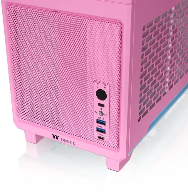 Alt view image 12 of 14 - Thermaltake TR100 SFF Chassis; mITX Support; 18.9 Liters; PCIe 4.0 Riser Cable Included; 360mm GPU Clearance; 280mm Radiator Support; Removable PCIe Bracket; Bubble Pink; CA-11A-00SANN-00