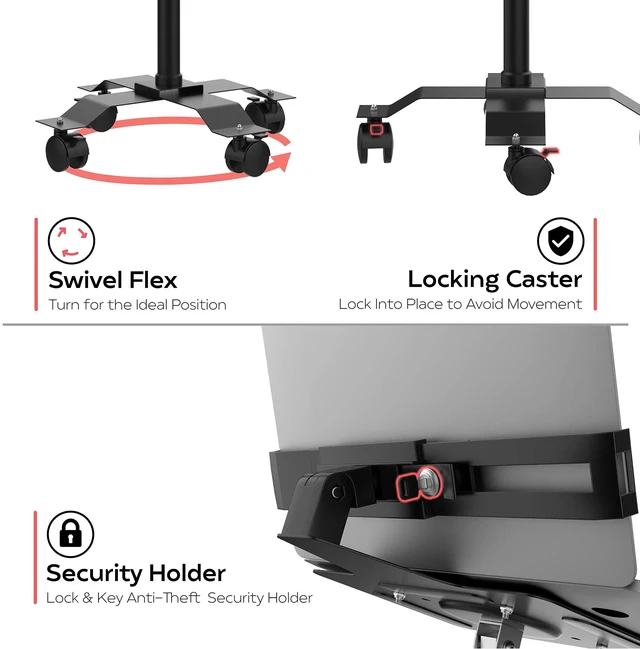 Alt view image 2 of 7 - CTA Digital Rolling Floor Stand with Security Laptop Holder LTSCGS
