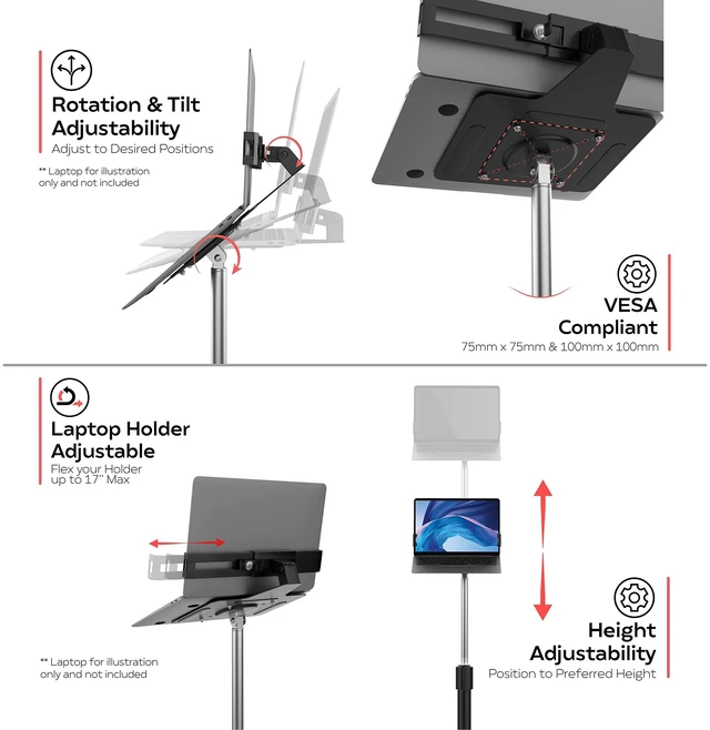 Alt view image 3 of 7 - CTA Digital Rolling Floor Stand with Security Laptop Holder LTSCGS