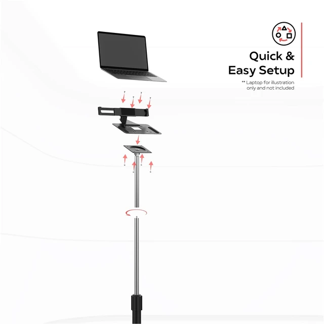 Alt view image 4 of 7 - CTA Digital Rolling Floor Stand with Security Laptop Holder LTSCGS