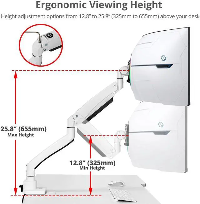 Alt view image 6 of 8 - SIIG Ultra Heavy Duty Single Monitor Arm Desk Mount, VESA 75/100/200mm