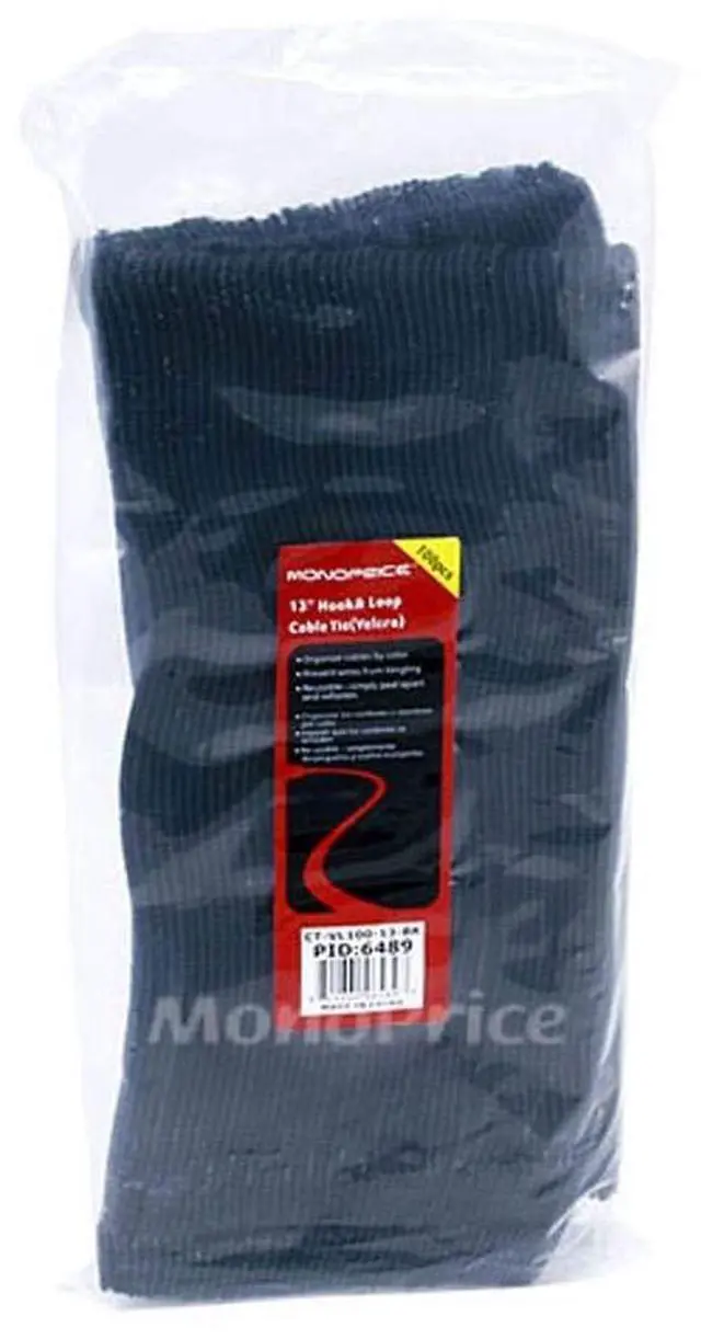 Alt view image 13 of 13 - Monoprice Hook and Loop Fastening Cable Ties, 13in, 100 pcs/pack, Black