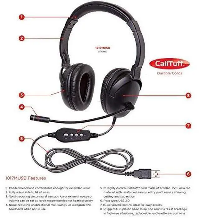 Alt view image 11 of 11 - Ergoguys Llc Califone Neotech Usb Calituff Headset
