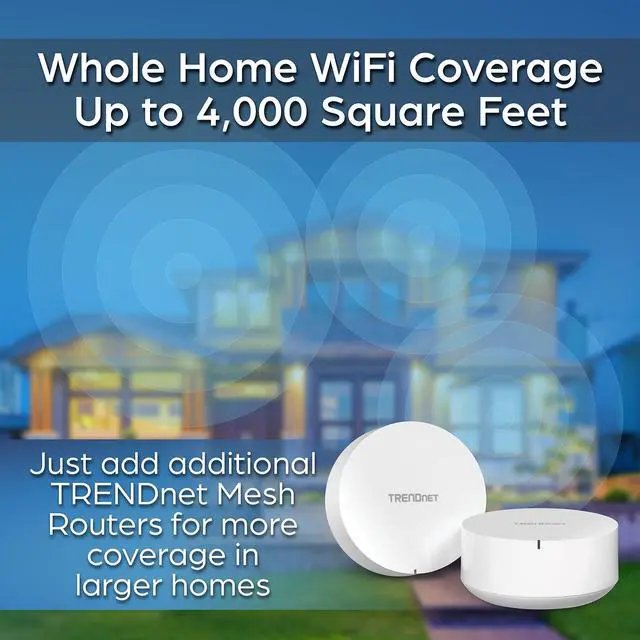 Alt view image 12 of 15 - TRENDnet AC2200 WiFi Mesh Router System, TEW-830MDR2K,2 x AC2200 WiFi Mesh Routers, App-Based Setup, Expanded Home WiFi(Up to 4,000 Sq Ft. Home),Supports 2.4Ghz/5G