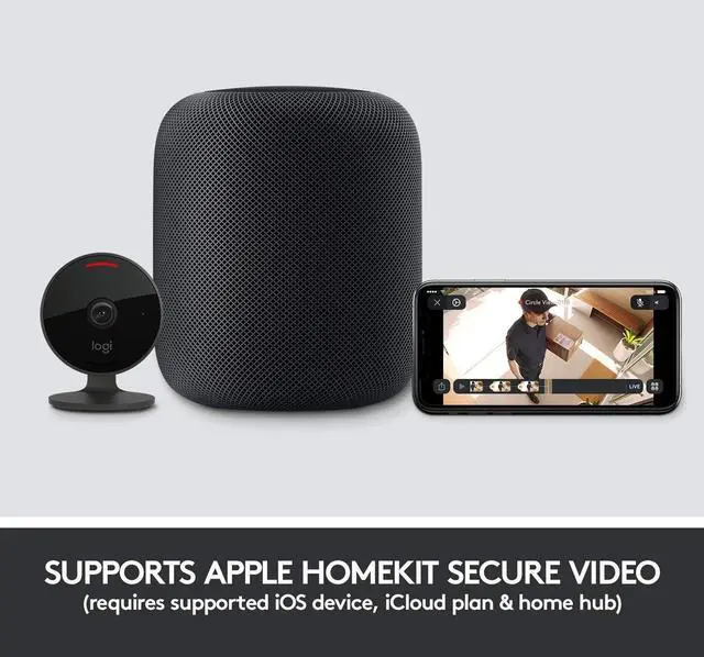 Alt view image 18 of 20 - Logitech 961-000489 Indoor HD Network Camera - Graphite - 15 ft Infrared Night Vision - Table Mount, Shelf Mount, Wall Mount, Ceiling Mount - Apple HomeKit Supported - IP64 - Water Proof