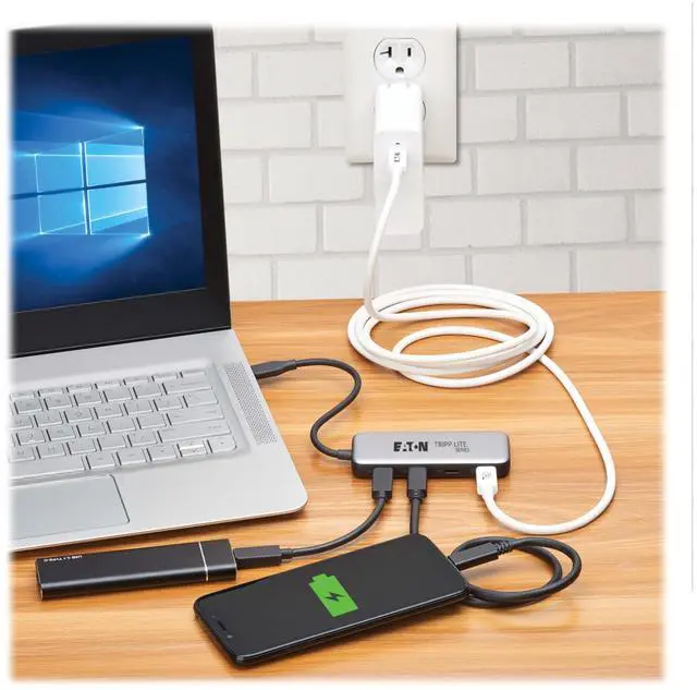 Alt view image 11 of 16 - 4-PORT USB-C HUB 10 GBPS 100W PD TB3 GRY