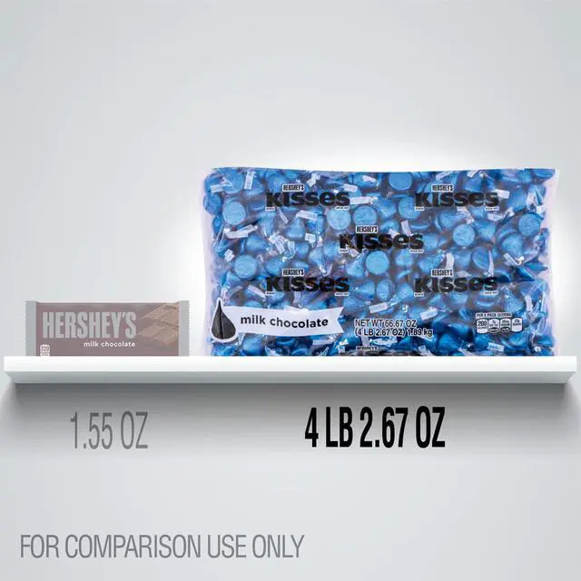 Alt view image 4 of 5 - KISSES Milk Chocolate Dark Blue Wrappers 60 oz Bag HEC60194