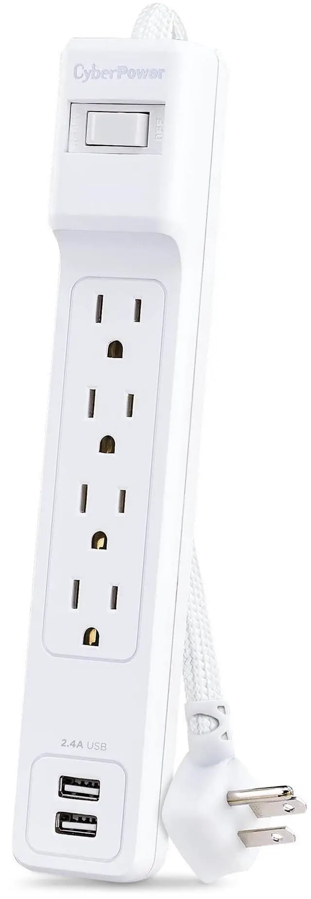 Alt view image 4 of 9 - CyberPower P406U Home Office 4 Outlet Surge Protector with 500 J Surge Suppression