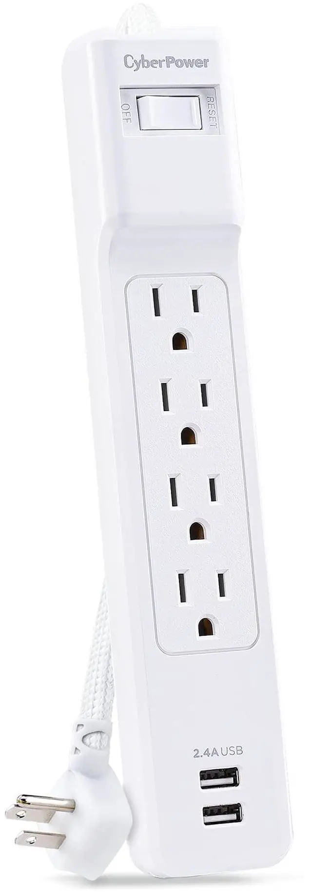 Alt view image 2 of 9 - CyberPower P406U Home Office 4 Outlet Surge Protector with 500 J Surge Suppression